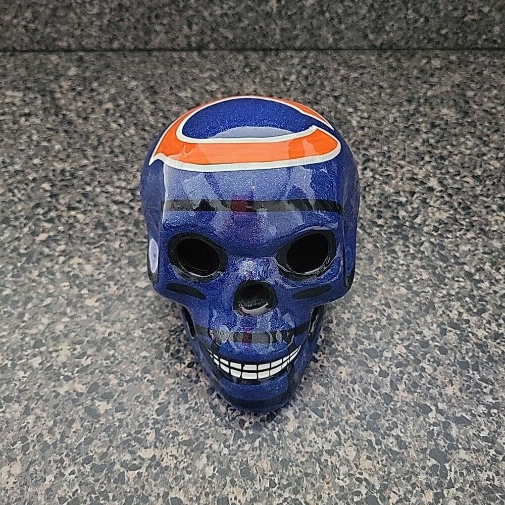 NFL Football CHICAGO BEARS Hand Painted Sugar Skull Mexican Day Of The Dead